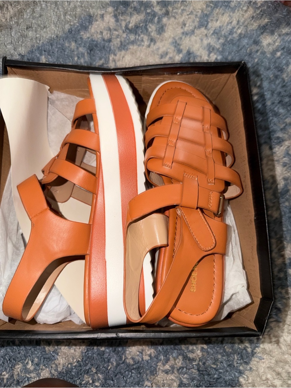 Shoe Republic LA Orange Woven Platform Sandals